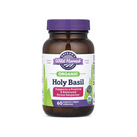 Oregon's Wild Harvest Holy Basil Capsules 60-count bottle front label