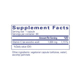 Pure Encapsulations Ascorbic Acid supplement facts panel listing ingredients and serving size
