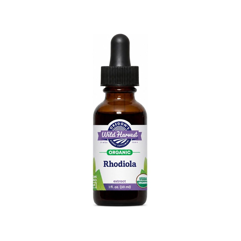 Oregon's Wild Harvest Rhodiola Organic Extract 1 oz front bottle label