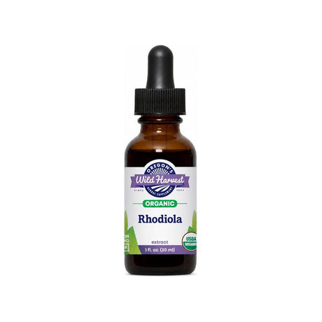 Oregon's Wild Harvest Rhodiola Organic Extract 1 oz front bottle label