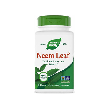 Nature's Way Neem Leaf 100 capsules bottle with green supplement label