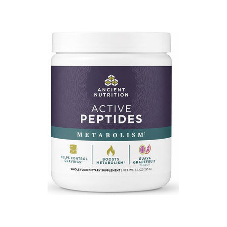Ancient Nutrition Active Peptides Metabolism Powder Guava Grapefruit 5.3 oz tub with front label