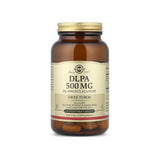 Solgar DLPA 500 mg Vegetable Capsules 100 ct amber bottle front label