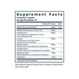 Vital Nutrients Liver Support supplement facts panel listing ingredients, dosage, and serving size
