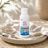 Empirical Labs Liposomal Glutathione bottle with liquid serving measured on a countertop