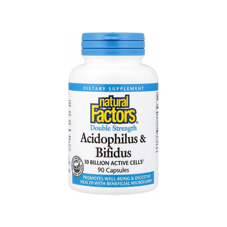 Natural Factors Acidophilus & Bifidus Double Strength 10 Billion 90 capsule bottle front label