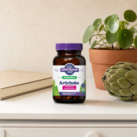 Oregon's Wild Harvest Organic Artichoke 90 capsules right side label details