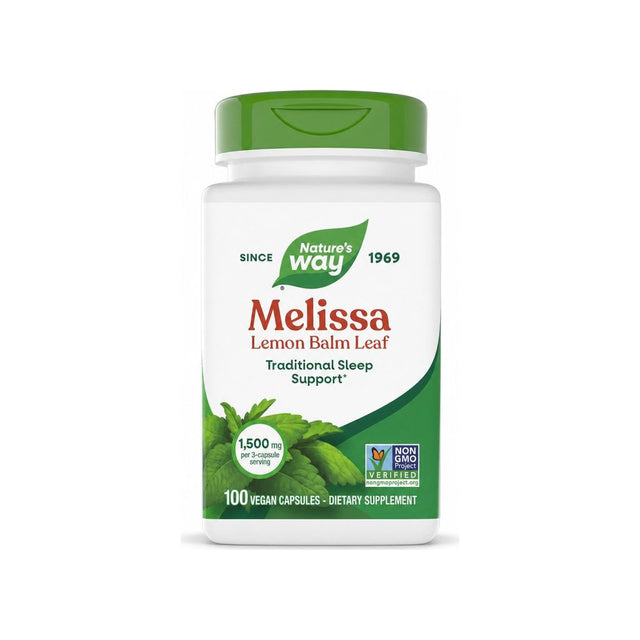 Nature's Way Melissa-Lemon Balm Leaf 100 vegan capsules front bottle