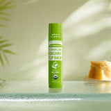 Dr. Bronner's Organic Lip Balm Lemon Lime tube shown with cap and citrus label details