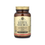 Solgar Biotin 5000 mcg 50 Capsules front bottle with gold label