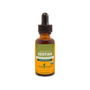 Herb Pharm Gentian 1 oz liquid herbal extract front bottle with USDA Organic badge