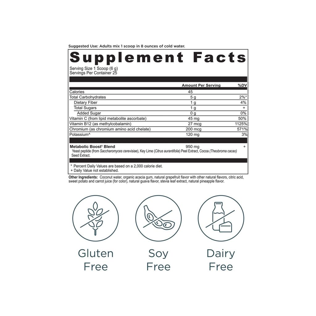 Ancient Nutrition Active Peptides Metabolism Powder supplement facts panel with ingredients and serving size