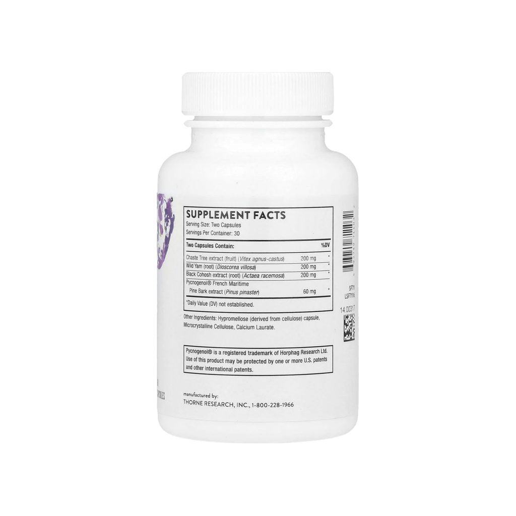 Thorne Research Meta-Balance Capsules supplement facts panel listing ingredients dosage and serving size