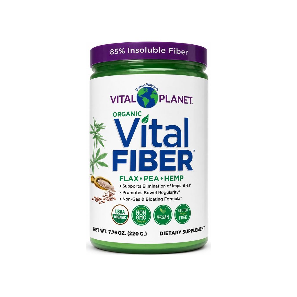 Vital Planet Organic Vital Fiber tub with green label and USDA Organic seal