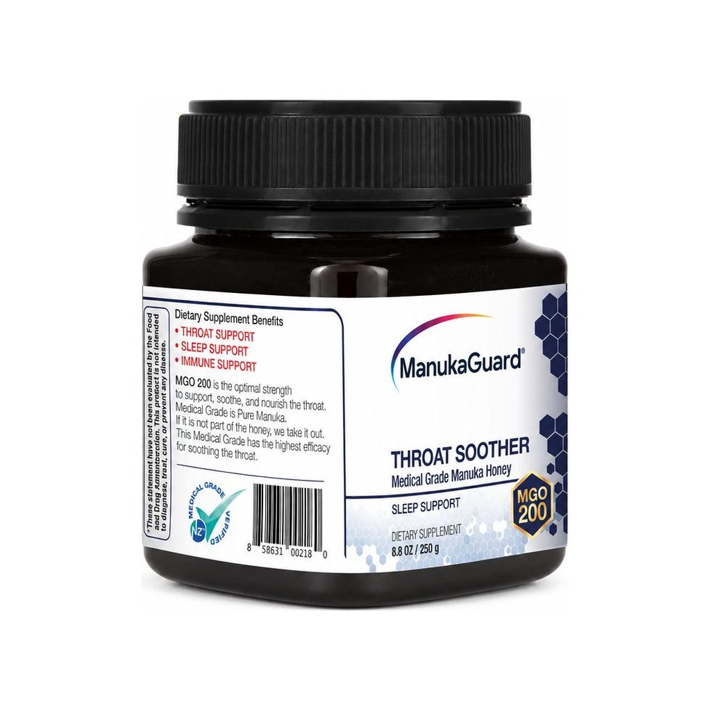 ManukaGuard Throat Soother MGO 200 8.8 oz front jar label