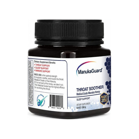ManukaGuard Throat Soother MGO 200 8.8 oz front jar label