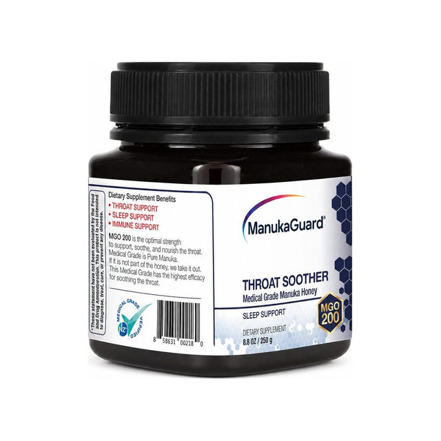 ManukaGuard Throat Soother MGO 200 8.8 oz front jar label