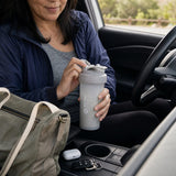 BlenderBottle Classic 28oz Pebble Grey shaker cup with BlenderBall wire whisk for mixing powders