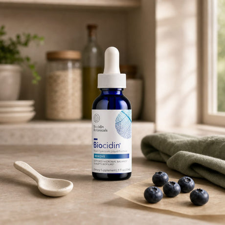 Bio-Botanical Research Biocidin Broad Spectrum Liquid Formula bottle in a summer wellness scene