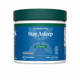 Charlotte’s Web Stay Asleep melatonin-free gummies in huckleberry flavor, 60 vegan gummies, 240g container