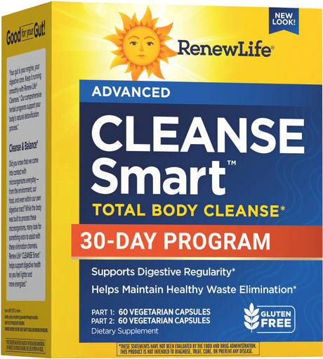 Renew Life Cleanse Smart Total Body Cleanse 2-Part Kit — 30-day program box, new look