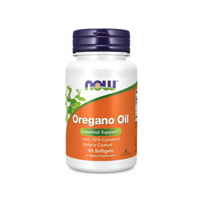 NOW Foods Oregano Oil Softgels 90 softgels front bottle with orange and white label