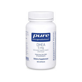 Pure Encapsulations DHEA 5 mg 180 Capsules front bottle with white label and blue cap