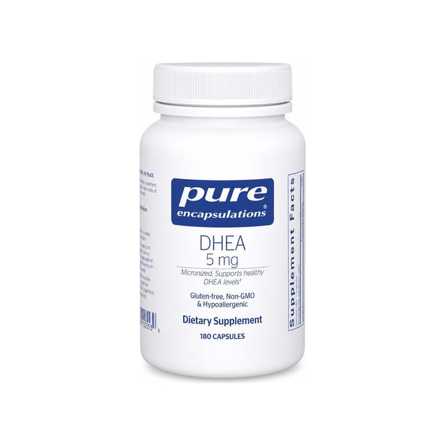 Pure Encapsulations DHEA 5 mg 180 Capsules front bottle with white label and blue cap