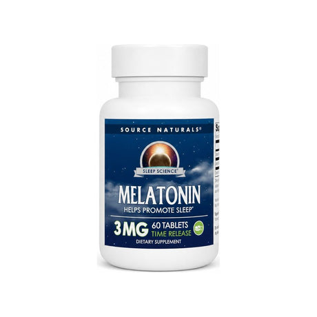 Source Naturals Sleep Science Melatonin Timed Release 3 mg 60 tablets front bottle label