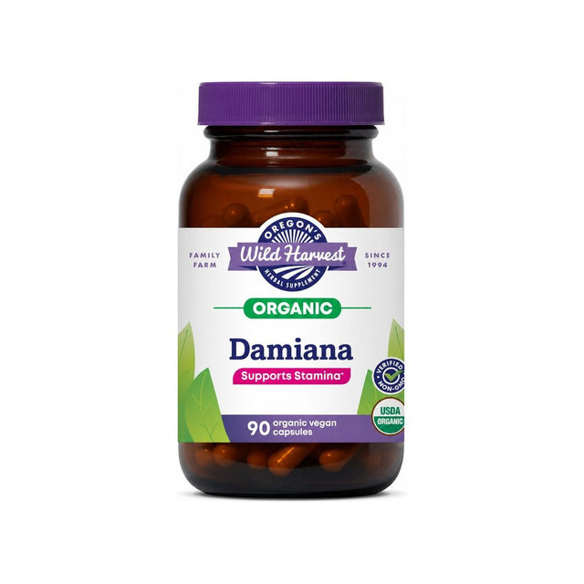 Oregon's Wild Harvest Damiana 90 vegan capsules bottle front label