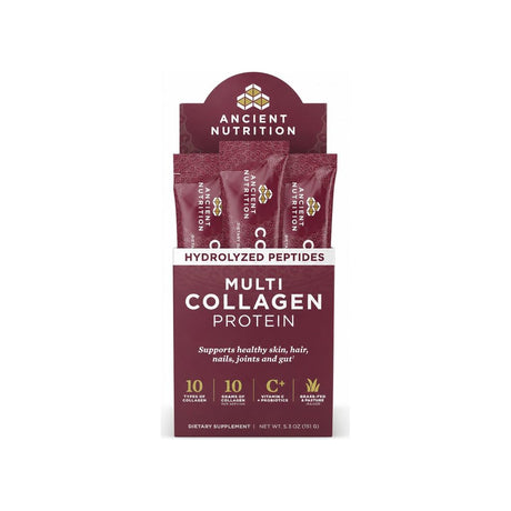 Ancient Nutrition Multi Collagen Protein Pure Powder Sticks 15-count package with individual packets