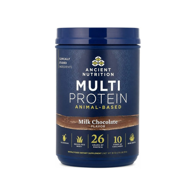 Ancient Nutrition Multi Protein Powder Milk Chocolate 15 serving front tub