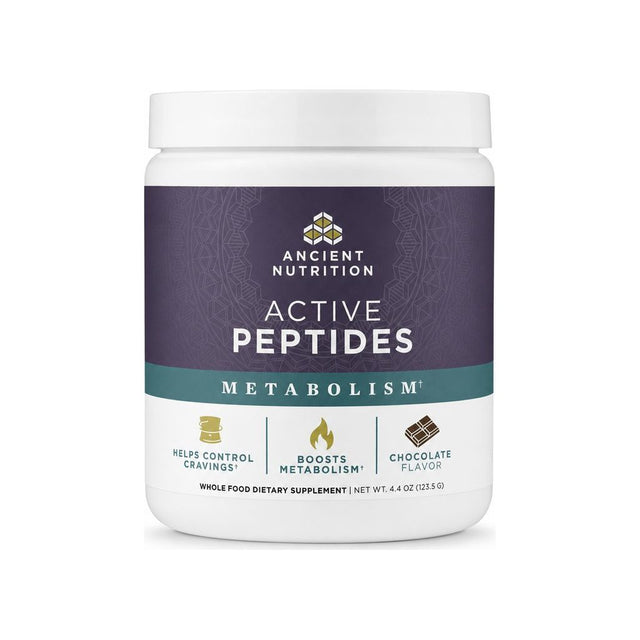Ancient Nutrition Active Peptides Metabolism Powder Chocolate 4.4 oz front package