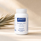Pure Encapsulations Bromelain 2400 bottle with gluten-free, Non-GMO, hypoallergenic label details