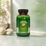 Irwin Naturals Triple-Source Magnesium + Ashwagandha bottle in a wellness lifestyle setting