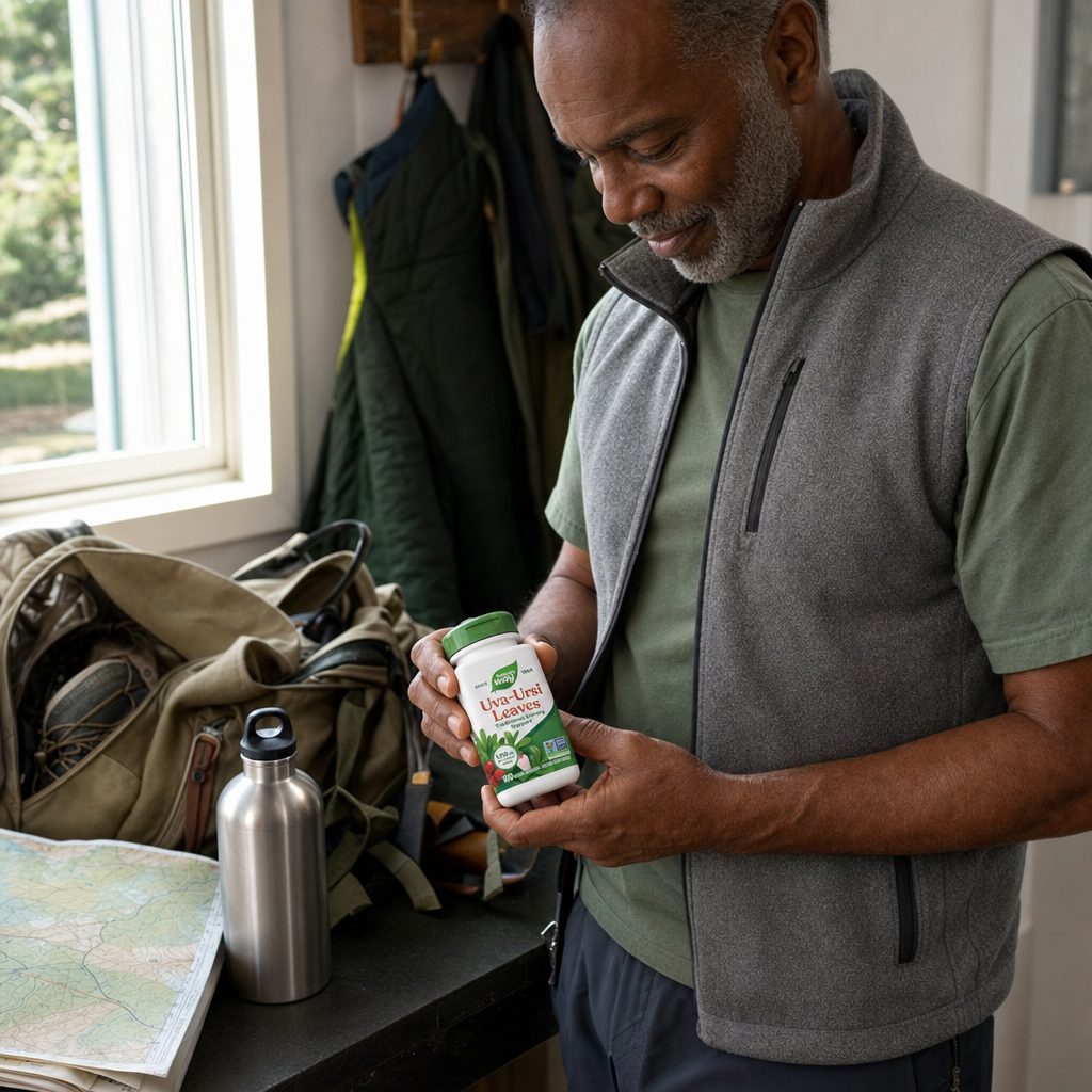 Nature's Way Uva Ursi Leaves bottle with botanical uva-ursi leaf styling