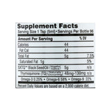 Amazing Herbs Black Seed Oil 16 oz supplement facts panel listing ingredients and serving size
