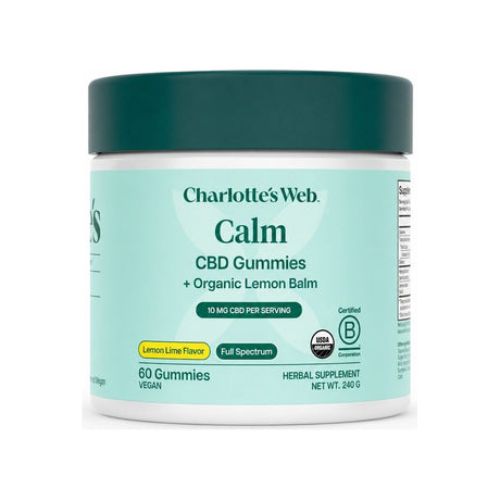 Charlotte's Web Calm CBD Gummies front packshot showing brand label and size