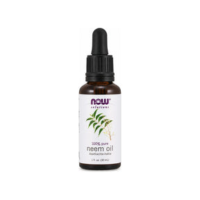 NOW Foods Neem Oil 1 fl oz front bottle with white label and dropper cap