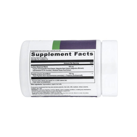 Ancient Nutrition Active Peptides Cortisol Support supplement facts panel with ingredients and serving size