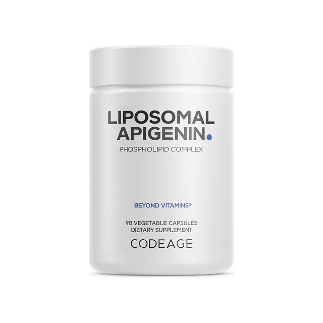 Codeage Liposomal Apigenin Capsules front bottle showing 50 mg and 90 vegetable capsules