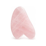 Qet Botanicals Rose Quartz Gua Sha Facial Massage Stone with linen pouch on white background