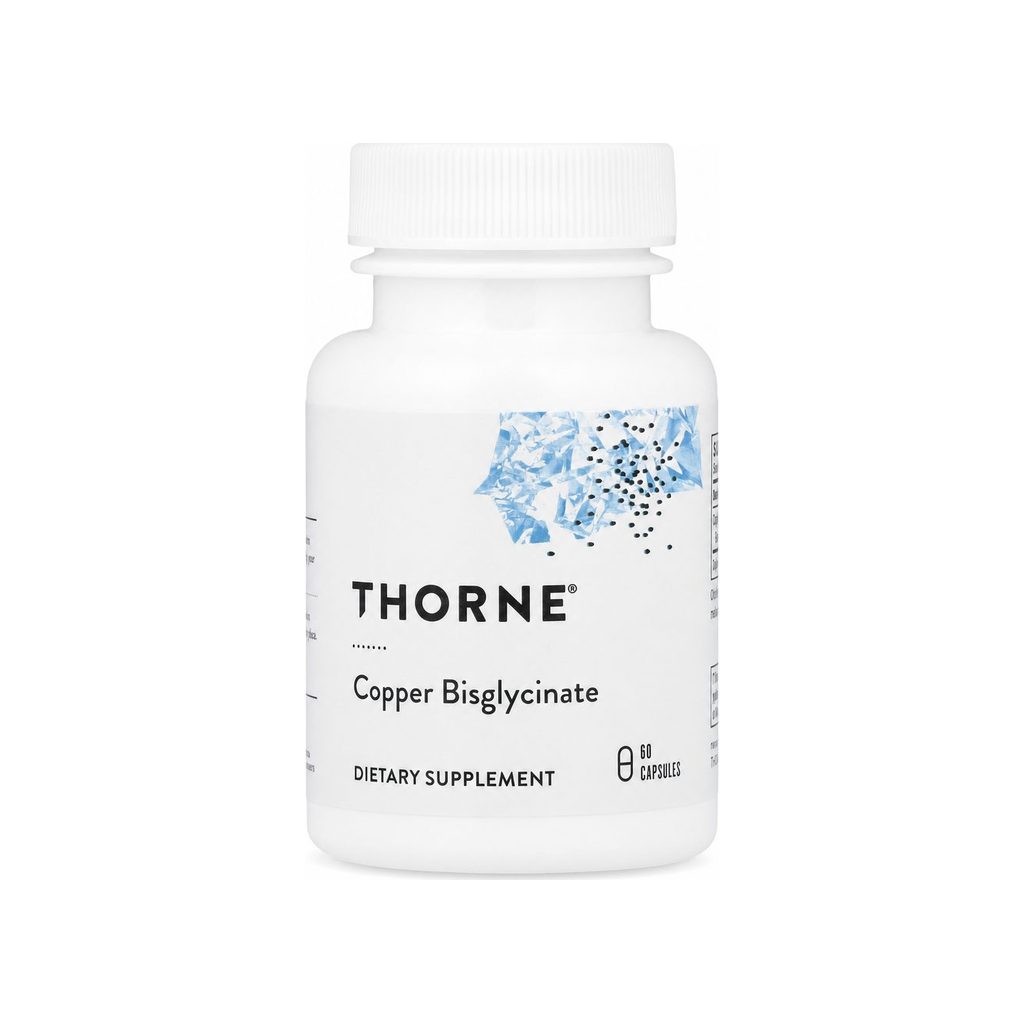 Thorne Research Copper Bisglycinate 60 capsules front bottle label