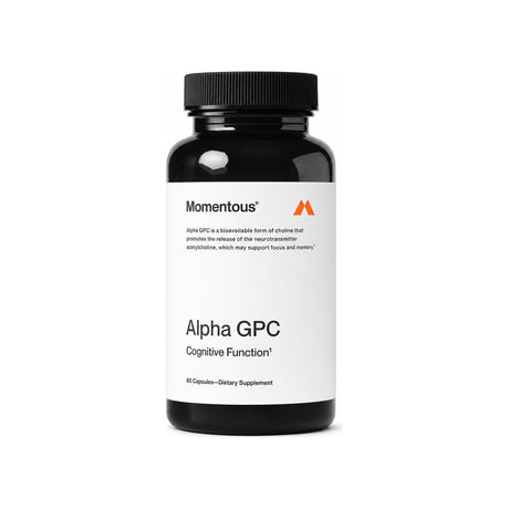Momentous Alpha GPC Capsules bottle on a clean white background