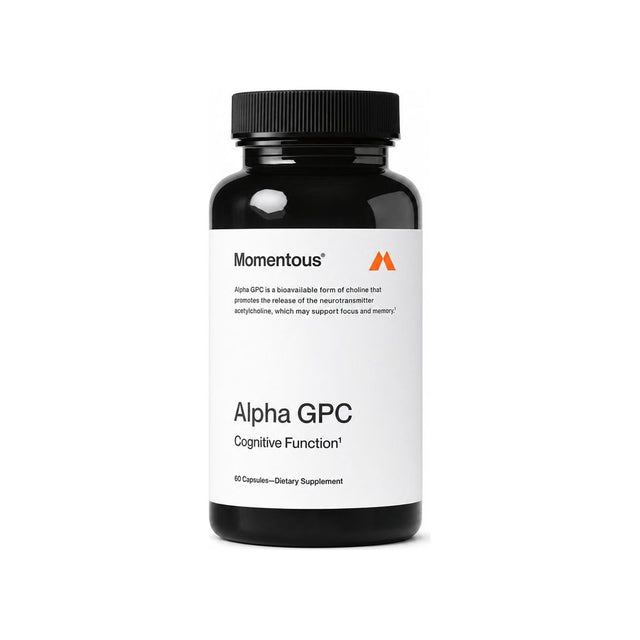 Momentous Alpha GPC Capsules bottle on a clean white background