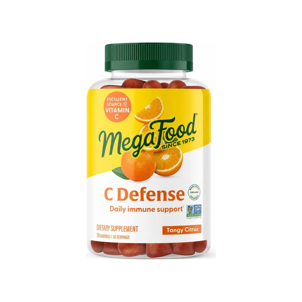 MegaFood C Defense Daily Immune Support Gummies Tangy Citrus bottle, 70 gummies