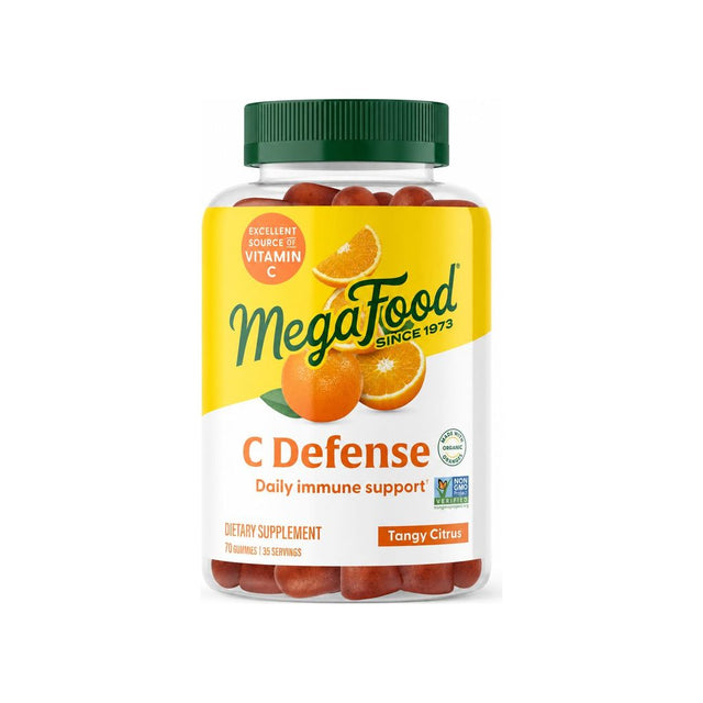 MegaFood C Defense Daily Immune Support Gummies Tangy Citrus bottle, 70 gummies