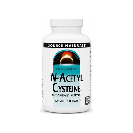 Source Naturals N-Acetyl Cysteine 1000 mg 180 tablets front bottle with Non-GMO badge