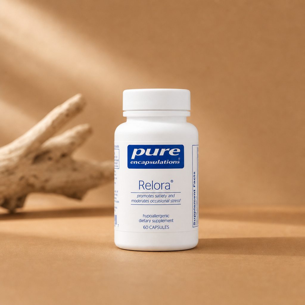Pure Encapsulations Relora 60 Capsules back label with suggested use and cautions
