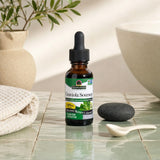Nature's Answer Graviola Soursop Alcohol Free bottle with dropper and beverage glass